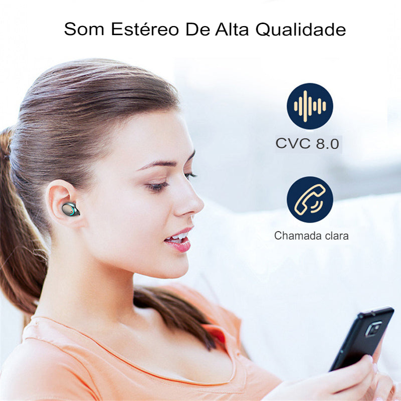 Fones De Ouvido Sem Fio com Microfone